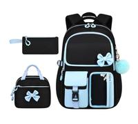 Backpack For Girls With Lunchbox | 3 Piece Waterproof Bow With Pencil Case
