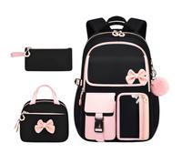Backpack For Girls With Lunchbox | 3 Piece Waterproof Bow With Pencil Case