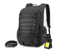 Backpack noir | Sac à dos étanche | Sac à dos homme | Sac à dos femme | Sac à dos avec paracorde et lampe de poche