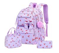 Backpack With Lunch Box - Breathable Cute Bookbag With Pencil Case