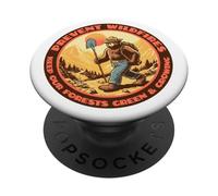 Backpacker Smokey Bear Keep Forests Green & Growing Hiking PopSockets PopGrip Adhésif