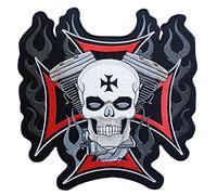 Backpatche Croix Malte Skull Patche dorsal thermocollant NagaPatches brodé grande taille