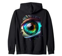 Backprint Arc-en-Ciel Oeil la beauté dans Le Noir Sweat à Capuche