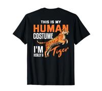 Backprint C'est Mon Costume Humain Je suis Vraiment Un Tigre T-Shirt