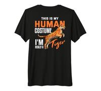 Backprint C'est Mon Costume Humain Je suis Vraiment Un Tigre T-Shirt Haut de Gamme