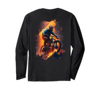 Backprint Coureur de vélo de Montagne avec des pneus en feu Manche Longue