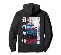 Backprint Distress JDM Drift Racing Car Tokyo Skyline Art Sweat à Capuche