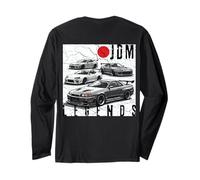 Backprint Distress JDM Legends Race Cars Drapeau Japonais Cadeaux Manche Longue