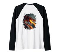 Backprint Dragon de feu cracheur de feu Terrifiant Manche Raglan