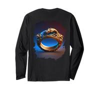 Backprint Dragon d'or Mystique dans l'anneau de Espace Bleu Manche Longue