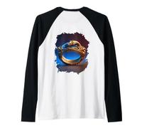 Backprint Dragon d'or Mystique dans l'anneau de Espace Bleu Manche Raglan