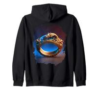 Backprint Dragon d'or Mystique dans l'anneau de Espace Bleu Sweat à Capuche