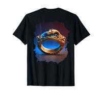 Backprint Dragon d'or Mystique dans l'anneau de Espace Bleu T-Shirt