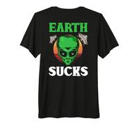 Backprint Earth Sucks La Terre n'est Pas Cool T-Shirt Haut de Gamme
