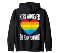 Backprint Embrasse Qui tu Veux LGBTQI Regenbogen Sweat à Capuche