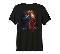 Backprint Épée flamboyante et Bouclier de Pierre Le Symbole T-Shirt Haut de Gamme
