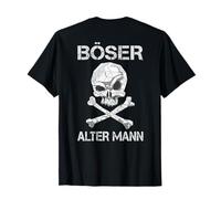 Backprint Evil Old Man Skull and Bones T-Shirt