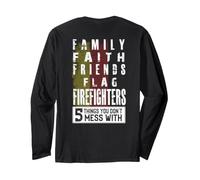 Backprint Famille Foi Amis Drapeau Pompiers Manche Longue