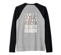 Backprint Famille Foi Amis Drapeau Pompiers Manche Raglan