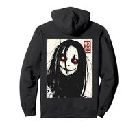 Backprint Japan Aesthetic Kuchisake Onna Horror Streetwear Sweat à Capuche