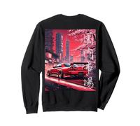Backprint JDM Race Drift Car Tokyo Retro Sunset Sakura Trees Sweatshirt