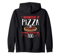 Backprint Je me Demande si la Pizza Pense Aussi à Moi Sweat à Capuche