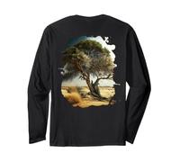 Backprint Le Vieil Arbre de la Savane est Un Symbole de Manche Longue