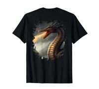 Backprint Monstre du Loch Ness Le Dragon cracheur de feu T-Shirt