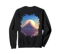 Backprint Montagne Solitaire de Barbe à Papa avec des Nuages Sweatshirt