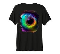 Backprint Oeil Arc-en-Ciel Un fantasme Scintillant T-Shirt Haut de Gamme