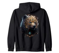 Backprint Ours Fort Mystique avec des Ornements Sweat à Capuche