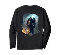 Backprint Puissant Chevalier en Armure avec épée de feu Manche Longue