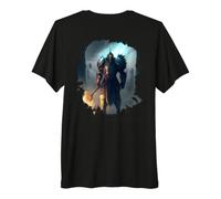 Backprint Puissant Chevalier en Armure avec épée de feu T-Shirt Haut de Gamme