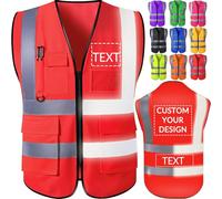 Backquik Gilet de sécurité personnalisé pour homme Gilets réfléchissants haute visibilité avec poches et fermeture éclair Gilet de sécurité personnalisé Personnaliser le texte du logo 3XL