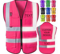 Backquik Gilet de sécurité personnalisé pour homme Gilets réfléchissants haute visibilité avec poches et fermeture éclair Gilet de sécurité personnalisé Personnaliser le texte du logo M