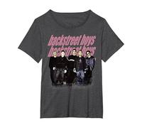 Backstreet Boys - Group Photo Repeat Logo Dark Heather Grey T-Shirt, Femme Grandes Tailles, Chiné Foncé, 1X