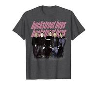 Backstreet Boys - Group Photo Repeat Logo Dark Heather Grey T-Shirt, Homme, Chiné Foncé, S