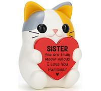BackURyear Cadeau d'anniversaire ou de Noël pour amoureux des chats de la part d'une sœur ou d'un frère, cadeau de Saint-Valentin pour sa grande petite âme, sœur, décoration de chat en résine