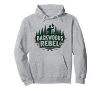 Backwoods Rebel : l'esprit d'aventure de Rugged Outdoorsman Sweat à Capuche, Unisexe pour Adultes, Gris Chiné, M