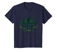 Backwoods Rebel : l'esprit d'aventure de Rugged Outdoorsman T-Shirt, Enfant, Bleu Marine, 6 Ans