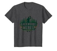 Backwoods Rebel : l'esprit d'aventure de Rugged Outdoorsman T-Shirt, Enfant, Chiné Foncé, 12 Ans