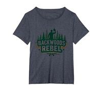 Backwoods Rebel : l'esprit d'aventure de Rugged Outdoorsman T-Shirt, Femme Grandes Tailles, Bleu Chiné, 3X