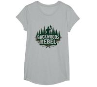 Backwoods Rebel : l'esprit d'aventure de Rugged Outdoorsman T-Shirt, Fille, Gris Chiné, L