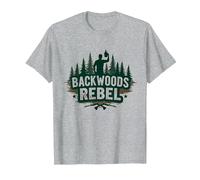 Backwoods Rebel : l'esprit d'aventure de Rugged Outdoorsman T-Shirt, Homme, Gris Chiné, 5XL
