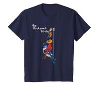 Backyard Birds Rouge-Gorge Oiseau De Jardin Animal Dessin T-Shirt, Enfant, Bleu Marine, 12 Ans