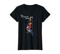 Backyard Birds Rouge-Gorge Oiseau De Jardin Animal Dessin T-Shirt, Femme, Noir, S