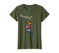 Backyard Birds Rouge-Gorge Oiseau De Jardin Animal Dessin T-Shirt, Femme, Olive, XXL