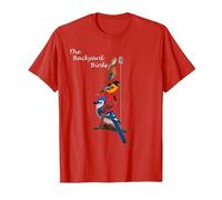 Backyard Birds Rouge-Gorge Oiseau De Jardin Animal Dessin T-Shirt, Homme, Rouge, M