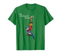 Backyard Birds Rouge-Gorge Oiseau De Jardin Animal Dessin T-Shirt, Homme, Vert Kelly, S