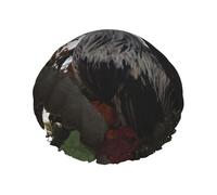 BackYard Chapeaux de bain imprimés poulets, double couche réutilisable, grande couverture de cheveux pour les soins quotidiens de la peau